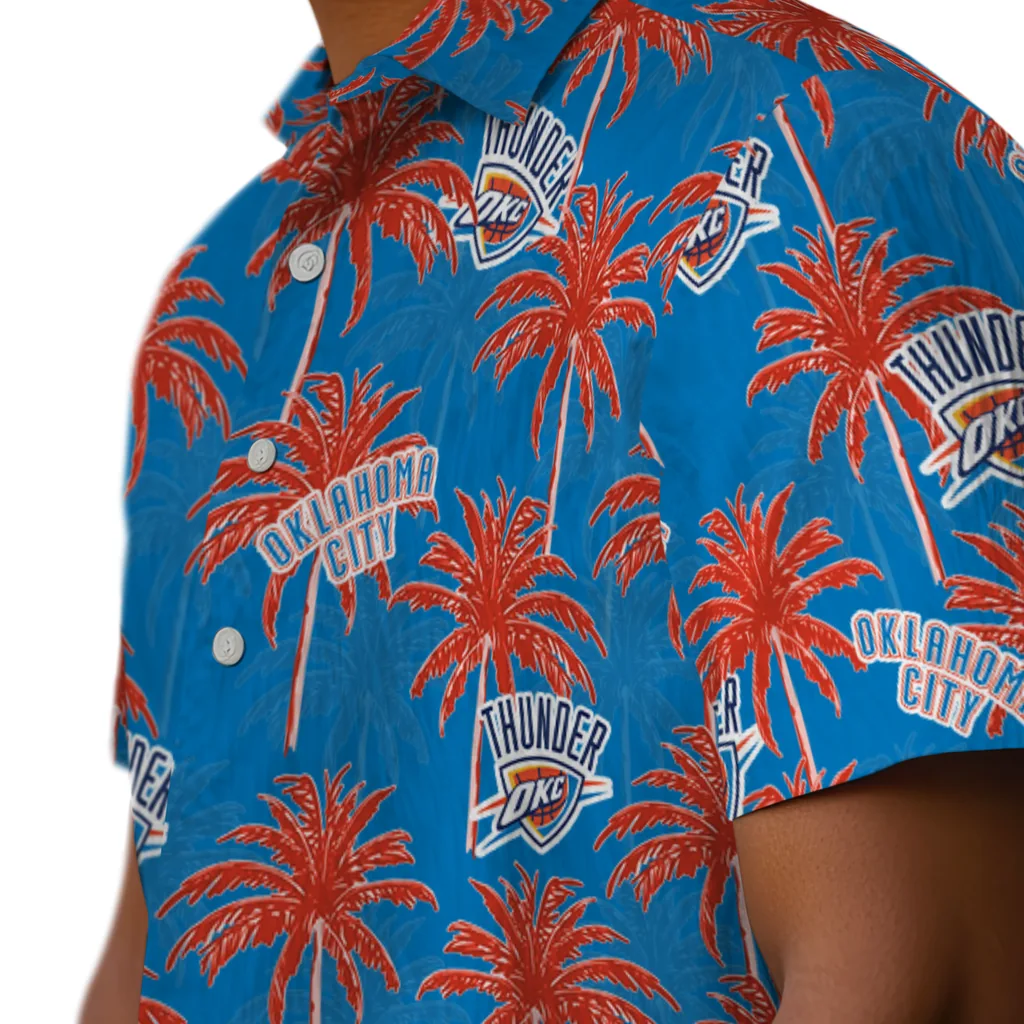 Oklahoma City Thunder Hawaiian Shirt - Palm Tree Motif oklahoma city thunder palm grove blue hawaiian shirts trendy