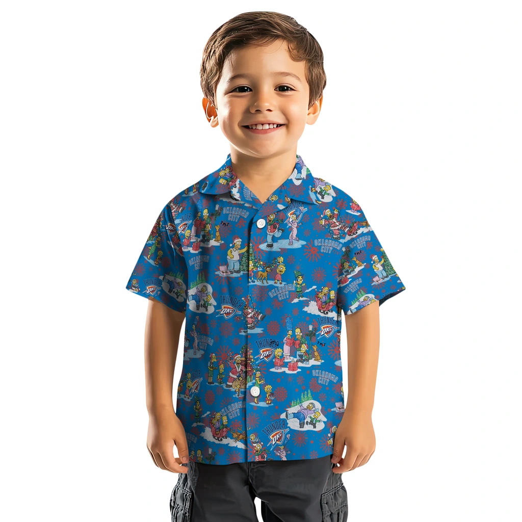 Oklahoma City Thunder Hawaiian Shirt - Simpsons Christmas oklahoma city thunder simpsons christmas blue hawaiian shirts top rated