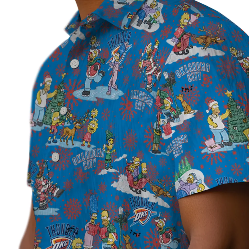 Oklahoma City Thunder Hawaiian Shirt - Simpsons Christmas oklahoma city thunder simpsons christmas blue hawaiian shirts trendy
