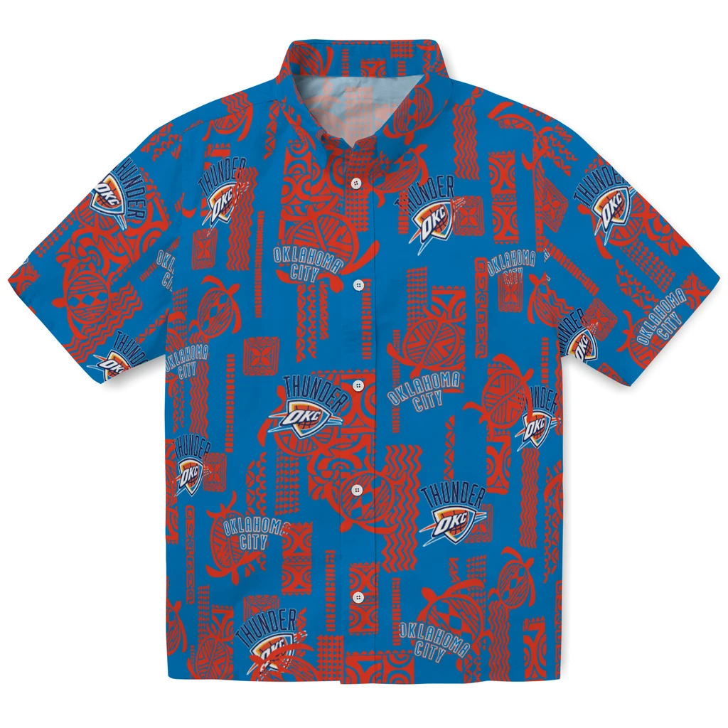 Oklahoma City Thunder Hawaiian Shirt - Turtle Lines oklahoma city thunder turtle lines blue hawaiian shirts best selling