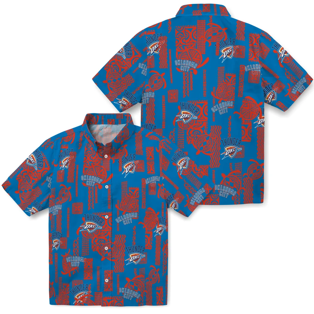 Oklahoma City Thunder Hawaiian Shirt - Turtle Lines oklahoma city thunder turtle lines blue hawaiian shirts high quality