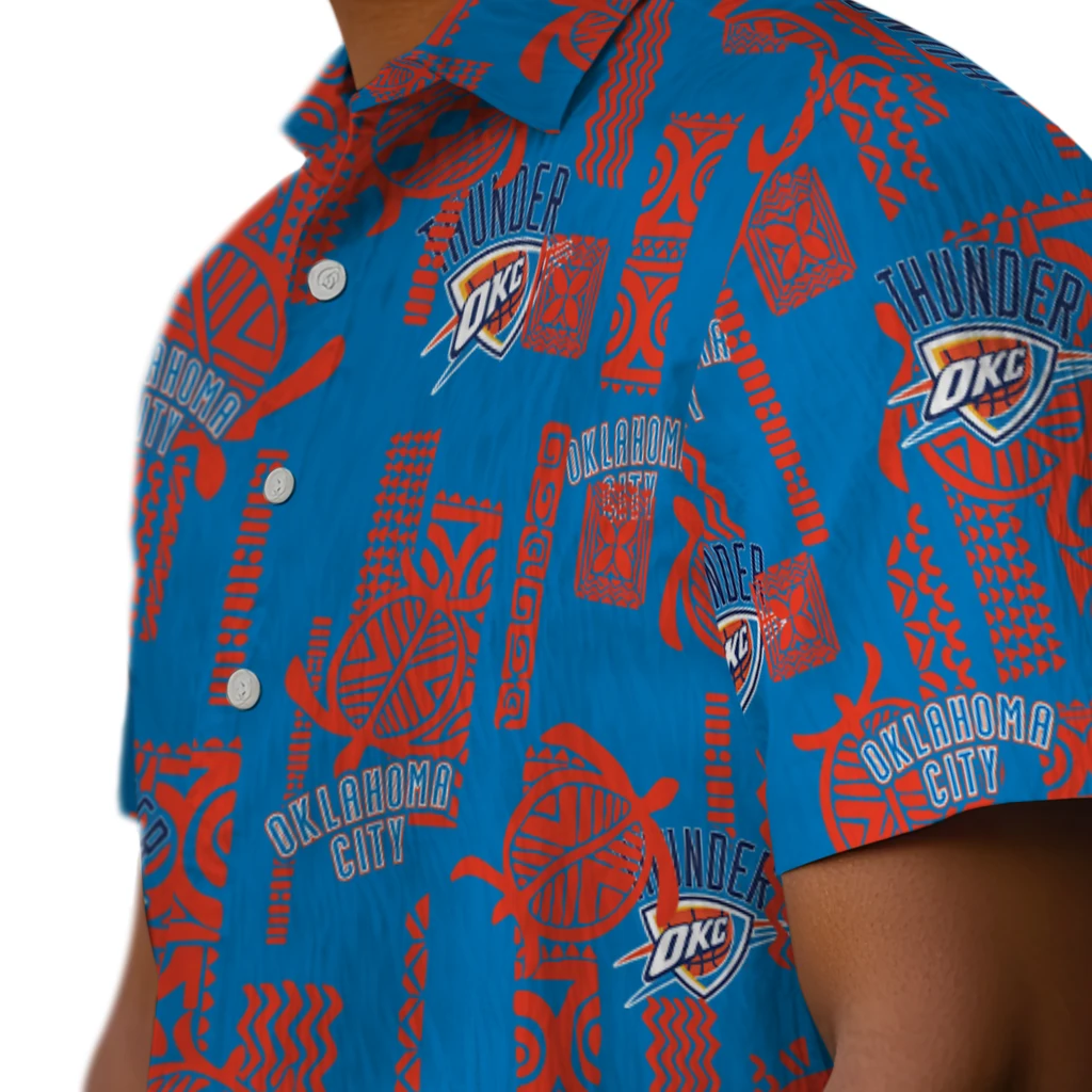 Oklahoma City Thunder Hawaiian Shirt - Turtle Lines oklahoma city thunder turtle lines blue hawaiian shirts trendy