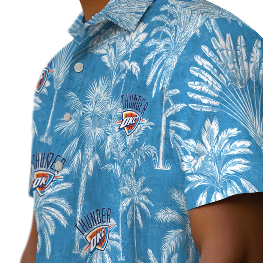 Oklahoma City Thunder Hawaiian Shirt - Vintage Palm Tree oklahoma city thunder palm shadows blue hawaiian shirts trendy