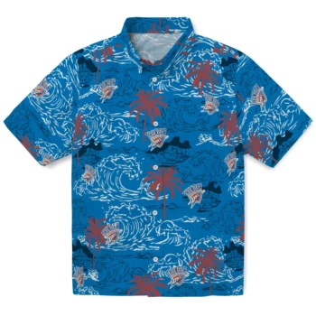 oklahoma city thunder wave palm blue hawaiian shirts best selling