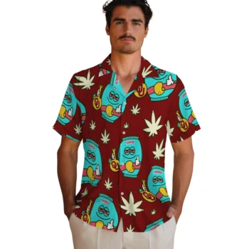 oklahoma sooners bong smile crimson hawaiian shirts fashion forward