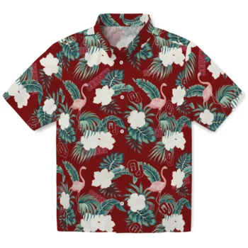 oklahoma sooners flamingo palms crimson hawaiian shirts best selling