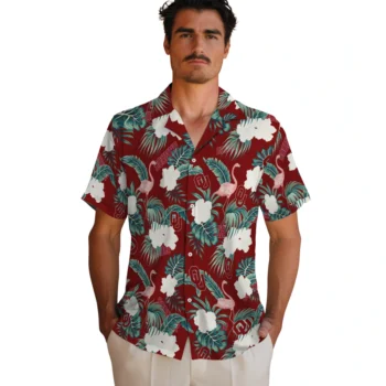 oklahoma sooners flamingo palms crimson hawaiian shirts fashion forward