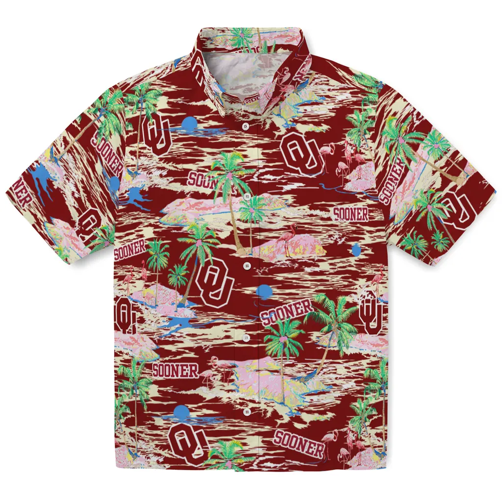 Oklahoma Sooners Hawaiian Shirt - Hawaii Island oklahoma sooners flamingo retreat crimson hawaiian shirts best selling