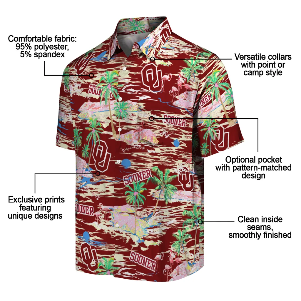 Oklahoma Sooners Hawaiian Shirt - Hawaii Island oklahoma sooners flamingo retreat crimson hawaiian shirts new arrival