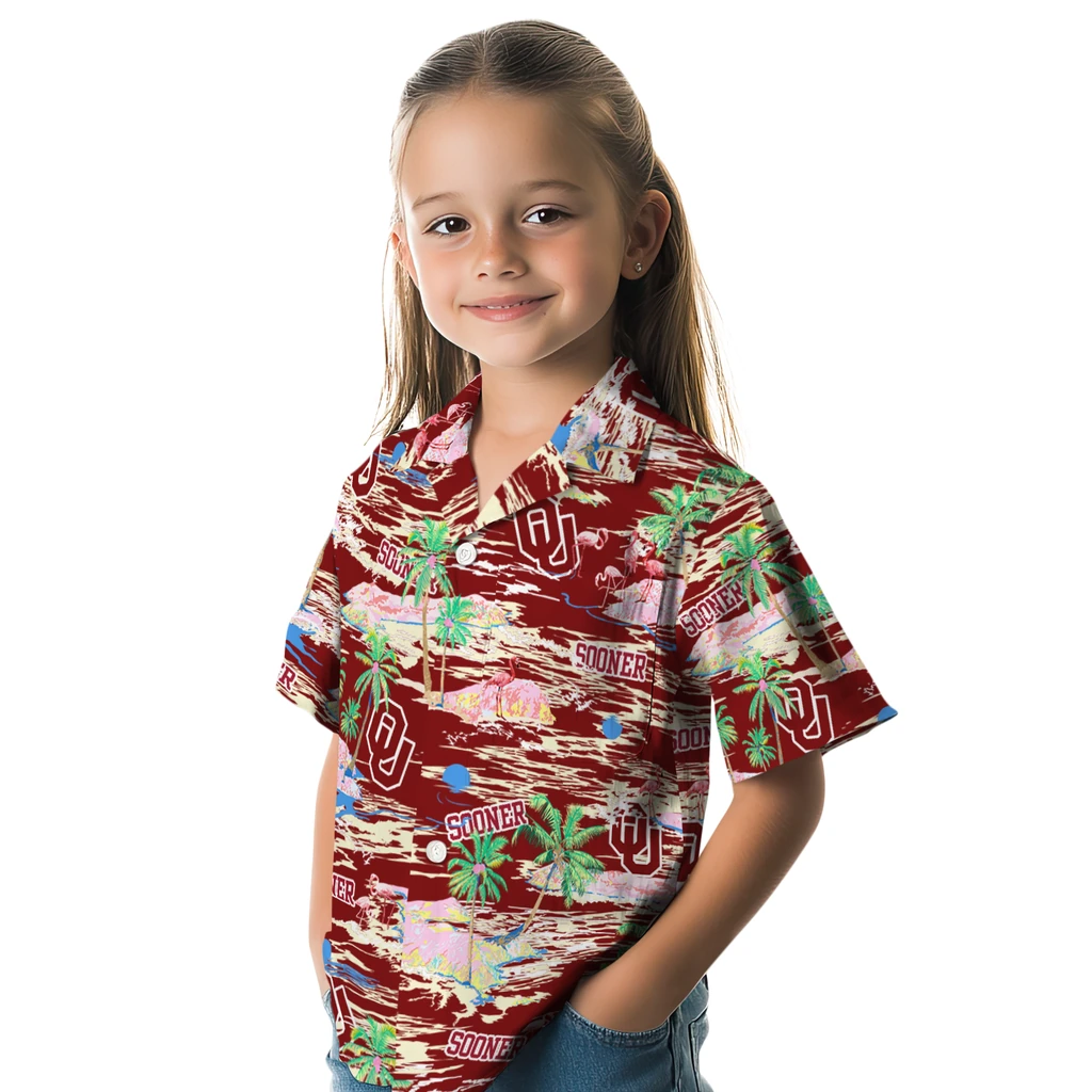 Oklahoma Sooners Hawaiian Shirt - Hawaii Island oklahoma sooners flamingo retreat crimson hawaiian shirts premium grade