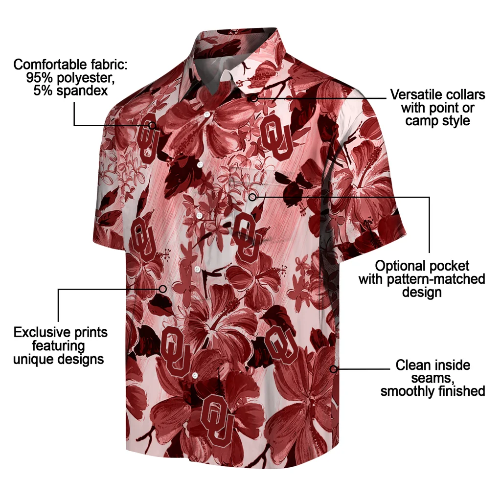 Oklahoma Sooners Hawaiian Shirt - Hibiscus Arrangement oklahoma sooners hibiscus arrangement crimson hawaiian shirts new arrival