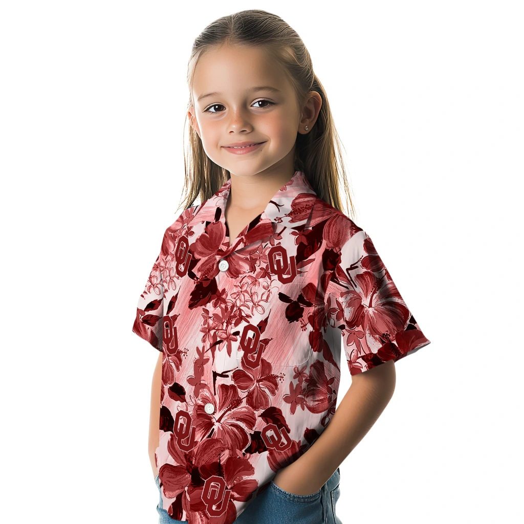 Oklahoma Sooners Hawaiian Shirt - Hibiscus Arrangement oklahoma sooners hibiscus arrangement crimson hawaiian shirts premium grade