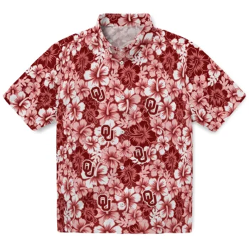 oklahoma sooners hibiscus blooms crimson hawaiian shirts best selling