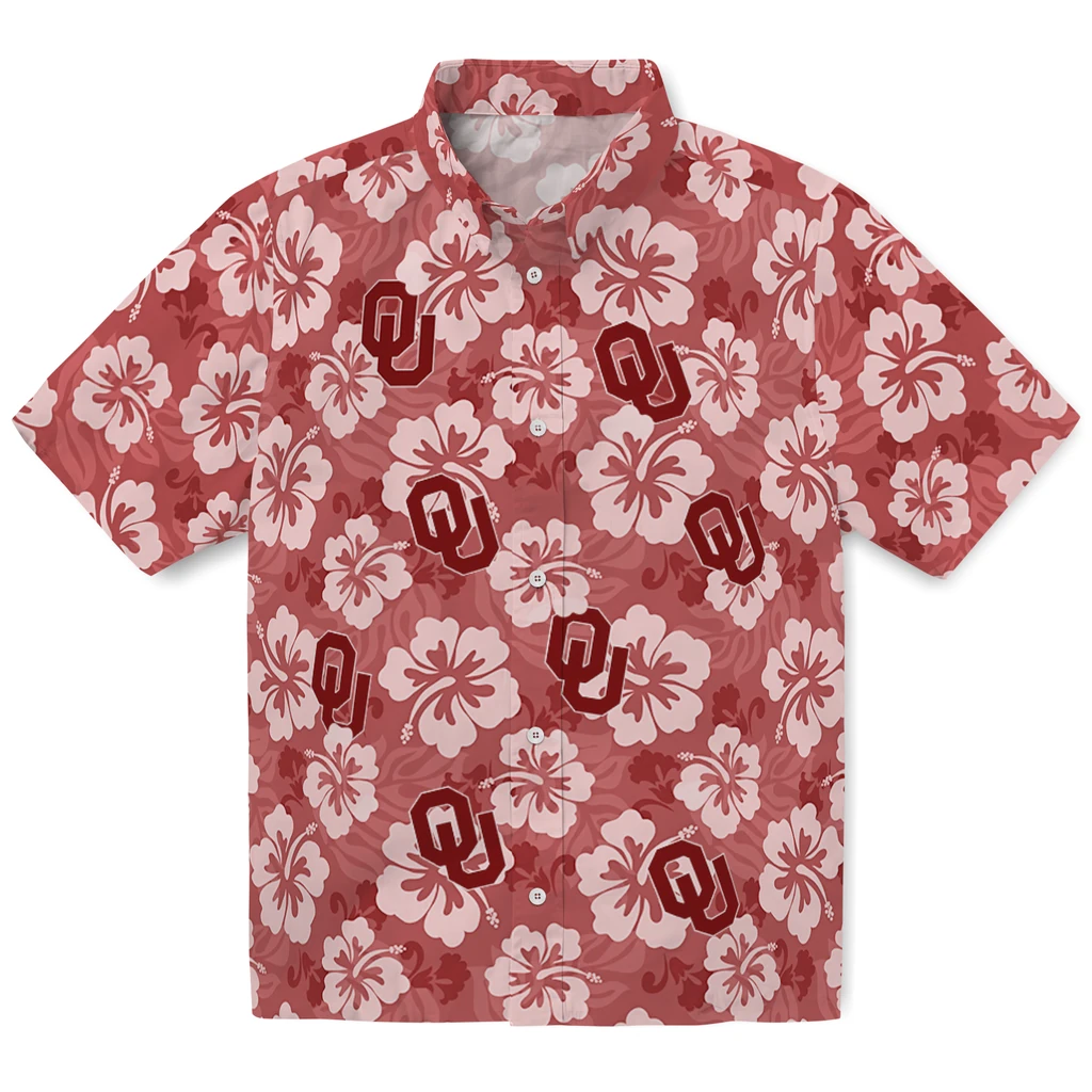 Oklahoma Sooners Hawaiian Shirt - Hibiscus Cluster oklahoma sooners hibiscus cluster crimson hawaiian shirts best selling
