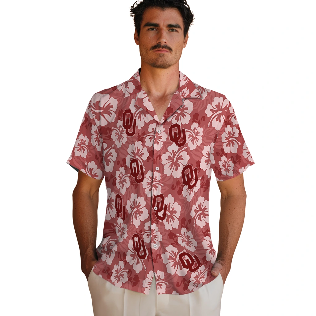 Oklahoma Sooners Hawaiian Shirt - Hibiscus Cluster oklahoma sooners hibiscus cluster crimson hawaiian shirts fashion forward