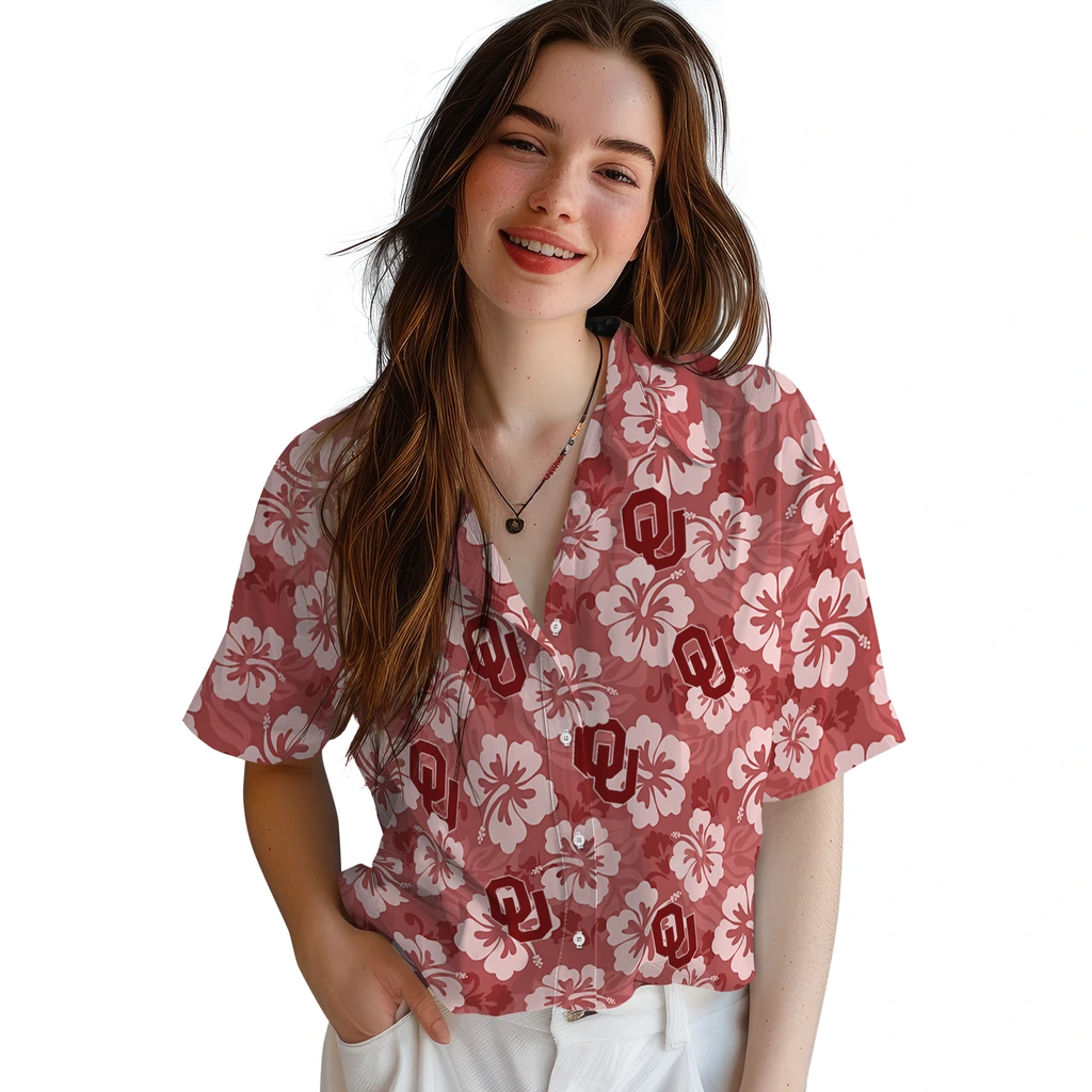 Oklahoma Sooners Hawaiian Shirt - Hibiscus Cluster oklahoma sooners hibiscus cluster crimson hawaiian shirts latest model