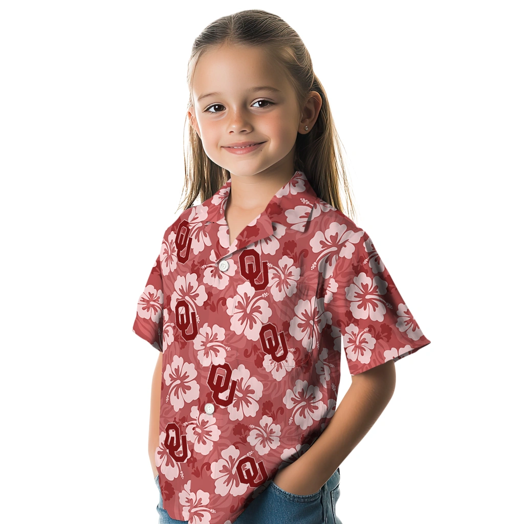 Oklahoma Sooners Hawaiian Shirt - Hibiscus Cluster oklahoma sooners hibiscus cluster crimson hawaiian shirts premium grade