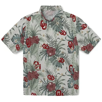 oklahoma sooners hibiscus designs beige hawaiian shirts best selling