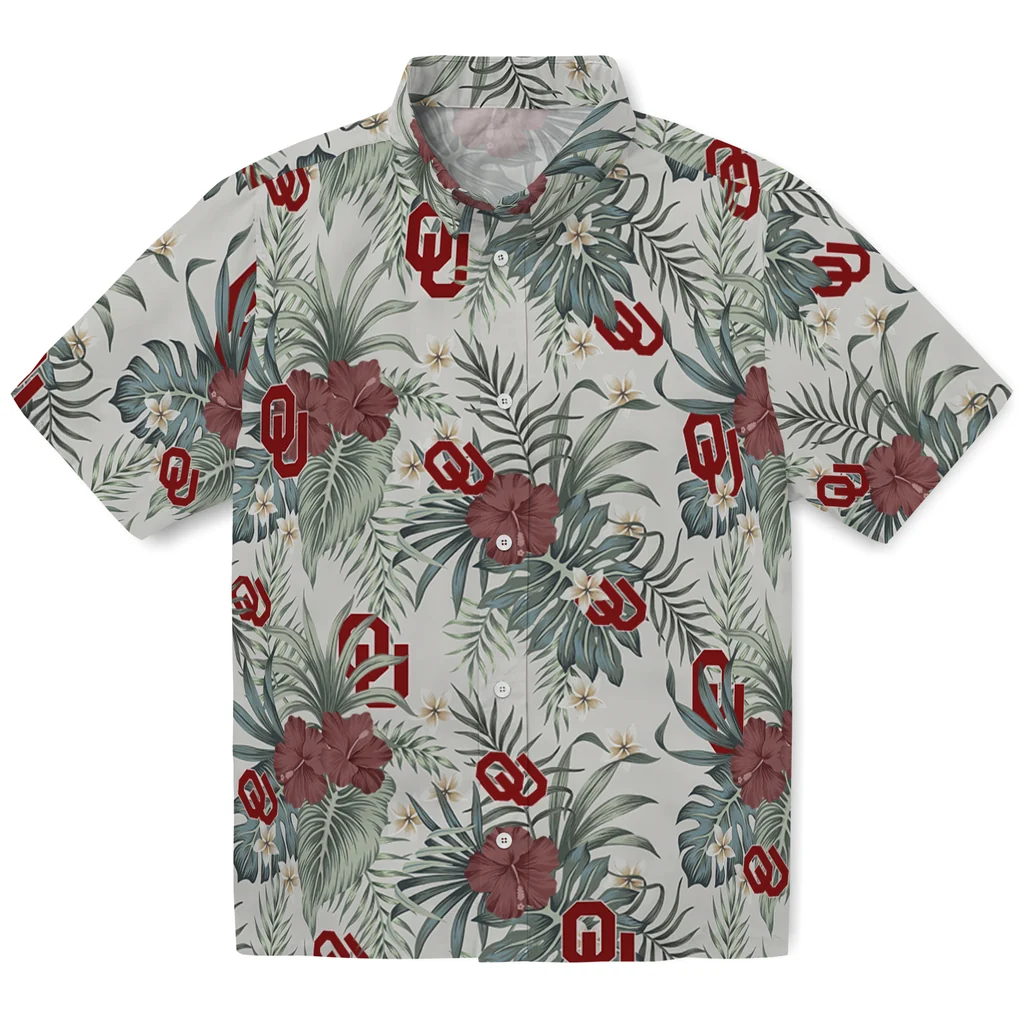 Oklahoma Sooners Hawaiian Shirt - Hibiscus Designs oklahoma sooners hibiscus designs beige hawaiian shirts best selling