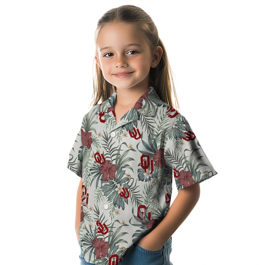 Oklahoma Sooners Hawaiian Shirt - Hibiscus Designs oklahoma sooners hibiscus designs beige hawaiian shirts premium grade