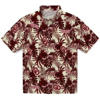 oklahoma sooners hibiscus exotic crimson hawaiian shirts best selling
