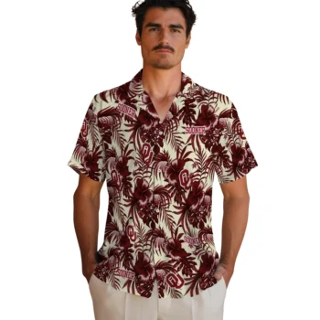 oklahoma sooners hibiscus exotic crimson hawaiian shirts fashion forward