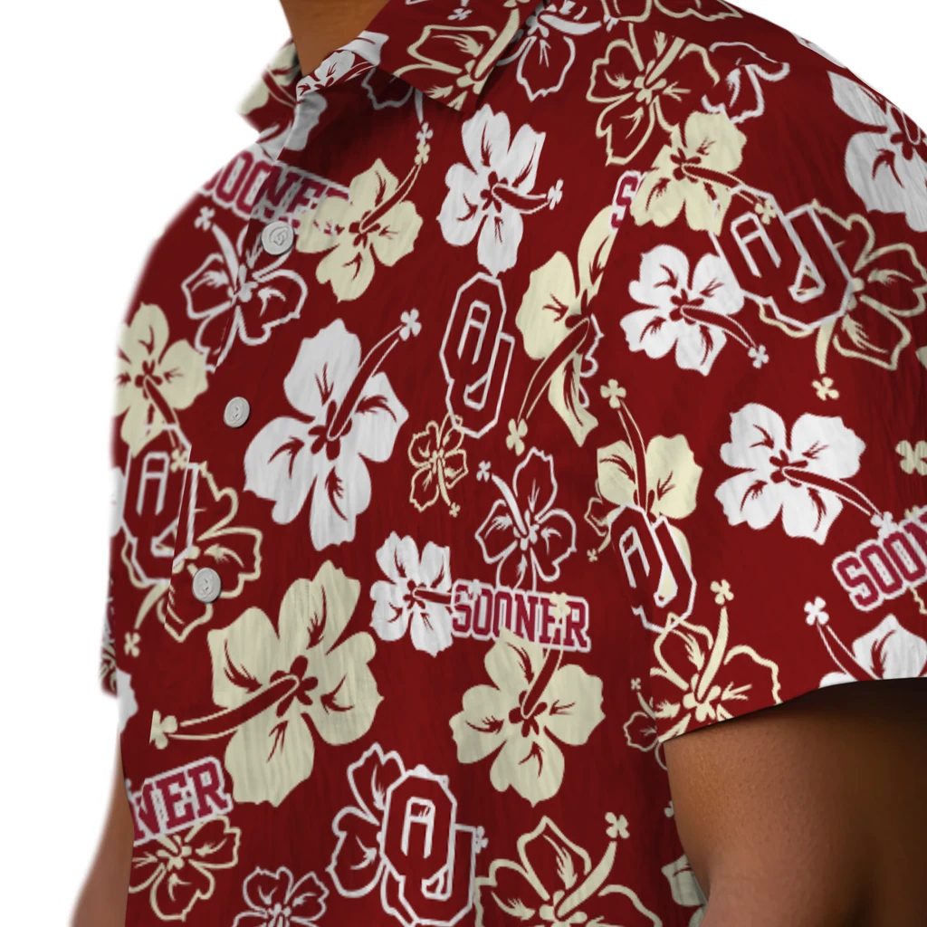 Oklahoma Sooners Hawaiian Shirt - Hibiscus Flower Design oklahoma sooners hibiscus bloom crimson hawaiian shirts trendy