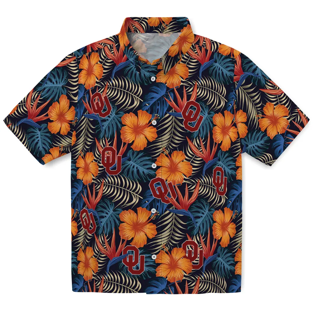 Oklahoma Sooners Hawaiian Shirt - Hibiscus Foliage oklahoma sooners hibiscus foliage hawaiian shirts best selling
