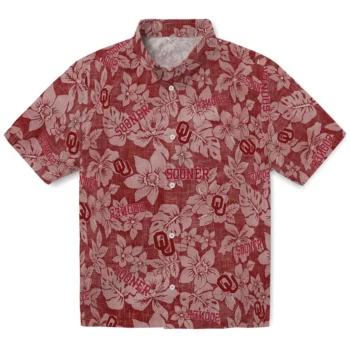 oklahoma sooners hibiscus oasis crimson hawaiian shirts best selling