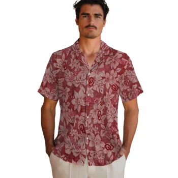 oklahoma sooners hibiscus oasis crimson hawaiian shirts fashion forward
