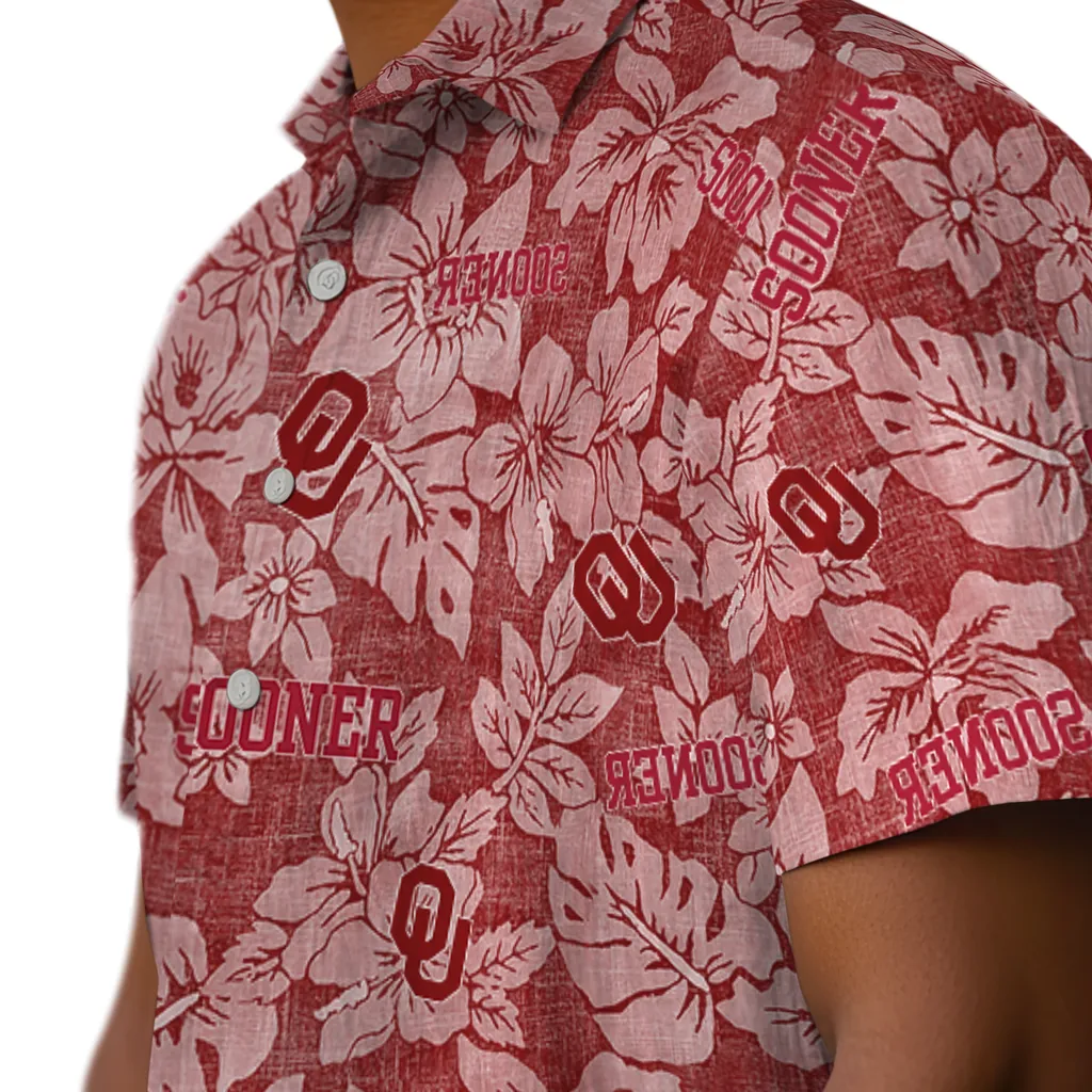 Oklahoma Sooners Hawaiian Shirt - Hibiscus Oasis oklahoma sooners hibiscus oasis crimson hawaiian shirts trendy