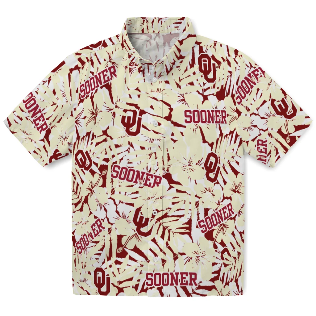 Oklahoma Sooners Hawaiian Shirt - Hibiscus Overlay oklahoma sooners hibiscus overlay hawaiian shirts best selling
