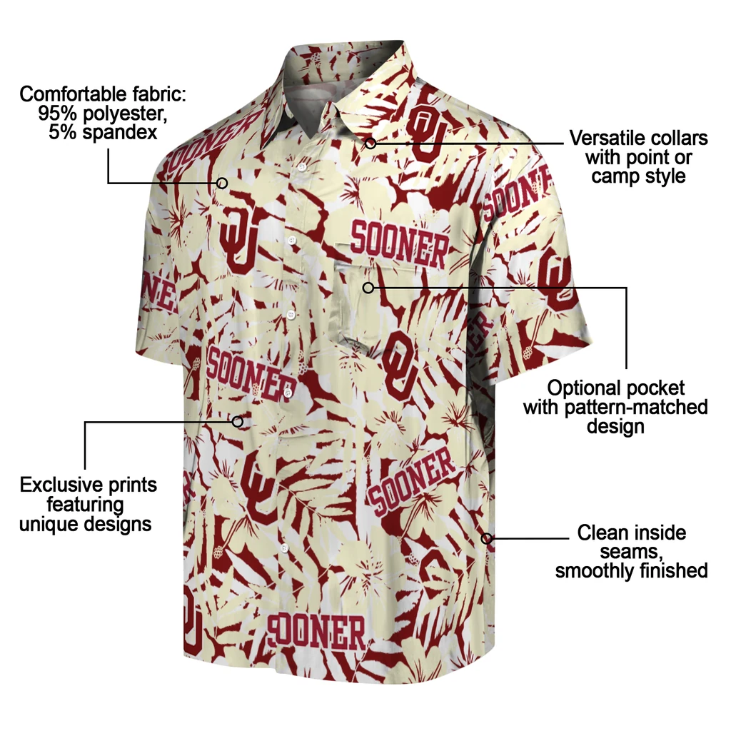 Oklahoma Sooners Hawaiian Shirt - Hibiscus Overlay oklahoma sooners hibiscus overlay hawaiian shirts new arrival