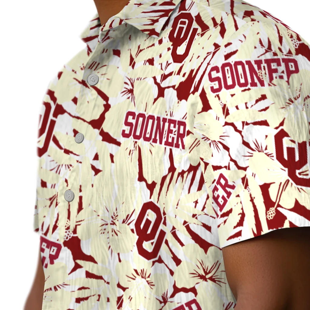 Oklahoma Sooners Hawaiian Shirt - Hibiscus Overlay oklahoma sooners hibiscus overlay hawaiian shirts trendy