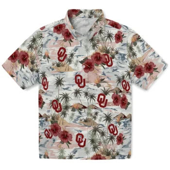 oklahoma sooners hibiscus seaside white hawaiian shirts best selling