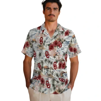 oklahoma sooners hibiscus seaside white hawaiian shirts fashion forward