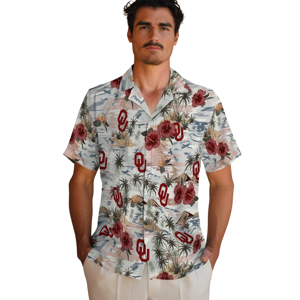 Oklahoma Sooners Hawaiian Shirt - Hibiscus Seaside oklahoma sooners hibiscus seaside white hawaiian shirts fashion forward