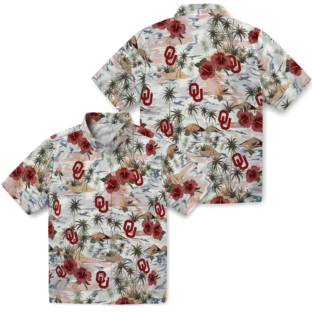 Oklahoma Sooners Hawaiian Shirt - Hibiscus Seaside oklahoma sooners hibiscus seaside white hawaiian shirts high quality