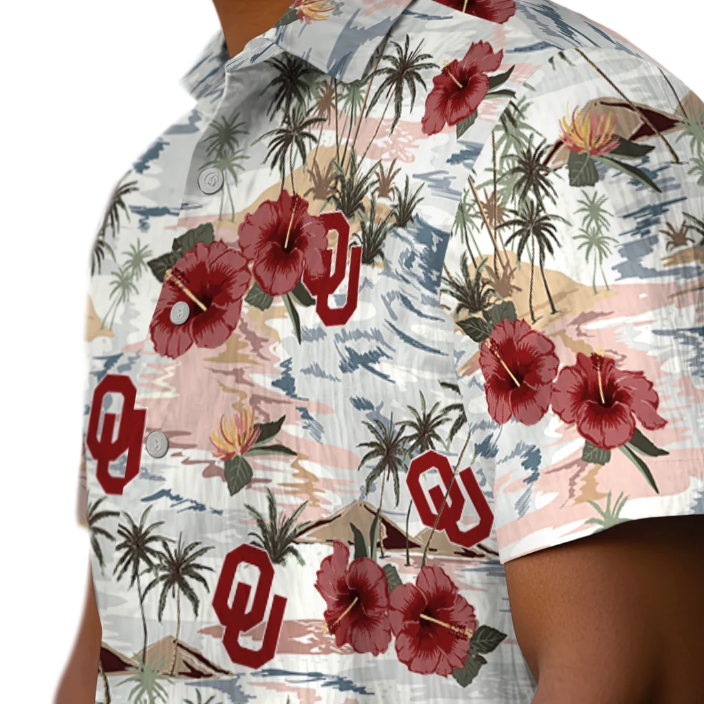 Oklahoma Sooners Hawaiian Shirt - Hibiscus Seaside oklahoma sooners hibiscus seaside white hawaiian shirts trendy