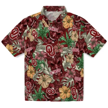 oklahoma sooners tiki jungle crimson hawaiian shirts best selling