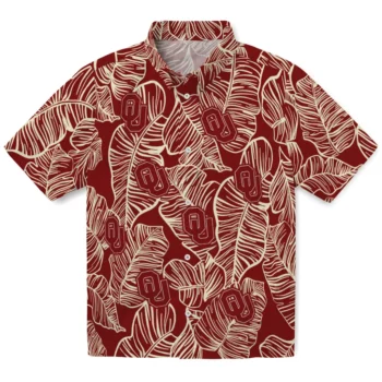 oklahoma sooners leaf outline crimson hawaiian shirts best selling