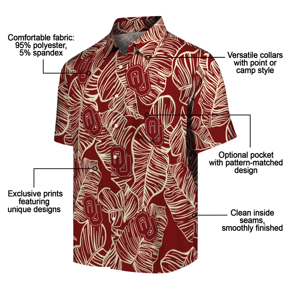 Oklahoma Sooners Hawaiian Shirt - Leaf Outline oklahoma sooners leaf outline crimson hawaiian shirts new arrival