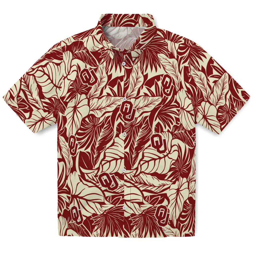 Oklahoma Sooners Hawaiian Shirt - Monstera Layer oklahoma sooners monstera layer crimson hawaiian shirts best selling