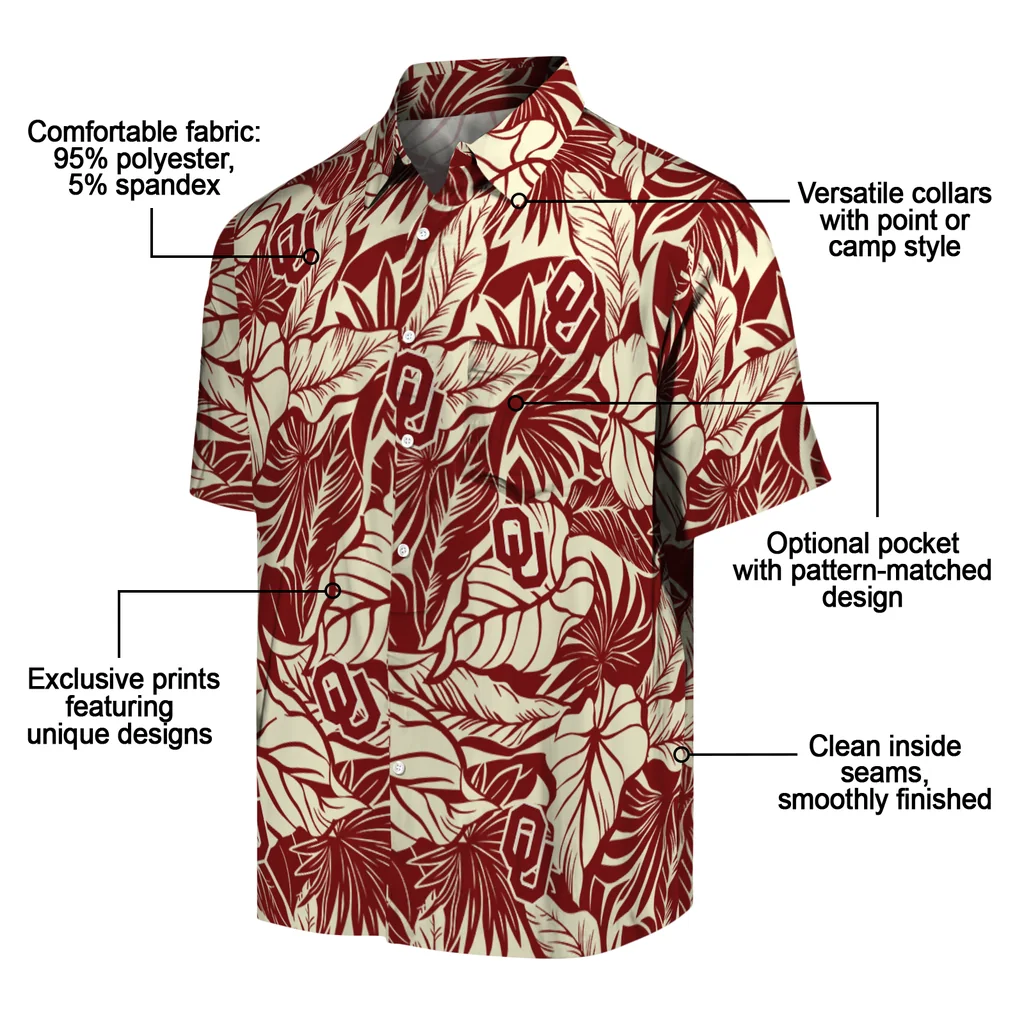 Oklahoma Sooners Hawaiian Shirt - Monstera Layer oklahoma sooners monstera layer crimson hawaiian shirts new arrival