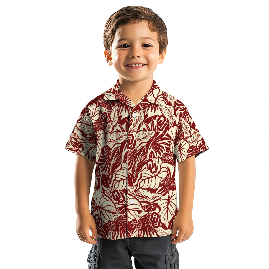 Oklahoma Sooners Hawaiian Shirt - Monstera Layer oklahoma sooners monstera layer crimson hawaiian shirts top rated