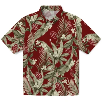 oklahoma sooners palm leaves crimson hawaiian shirts best selling