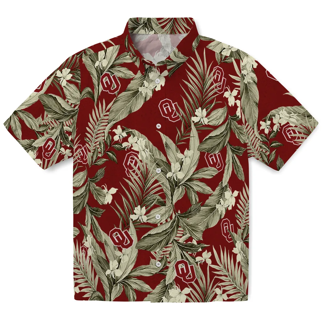 Oklahoma Sooners Hawaiian Shirt - Palm Leaves oklahoma sooners palm leaves crimson hawaiian shirts best selling