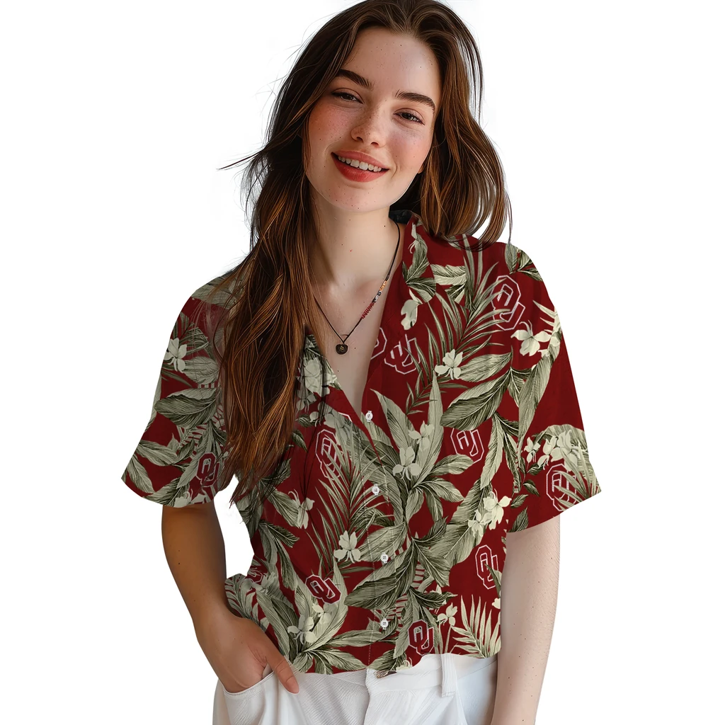Oklahoma Sooners Hawaiian Shirt - Palm Leaves oklahoma sooners palm leaves crimson hawaiian shirts latest model