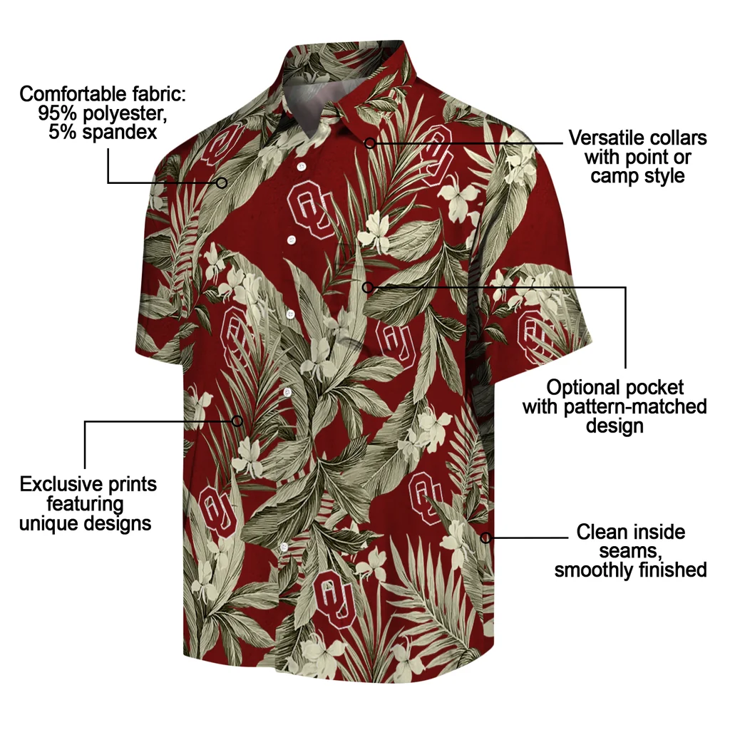 Oklahoma Sooners Hawaiian Shirt - Palm Leaves oklahoma sooners palm leaves crimson hawaiian shirts new arrival