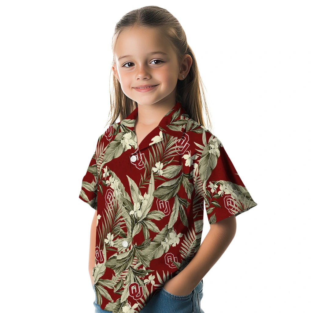 Oklahoma Sooners Hawaiian Shirt - Palm Leaves oklahoma sooners palm leaves crimson hawaiian shirts premium grade